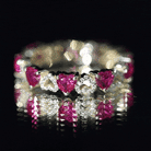 Lab-Created Ruby and Diamond Heart Eternity Band Ring AAAA - Rosec Jewels