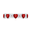 Rosec Jewels-Lab-Created Ruby and Diamond Heart Eternity Band Ring