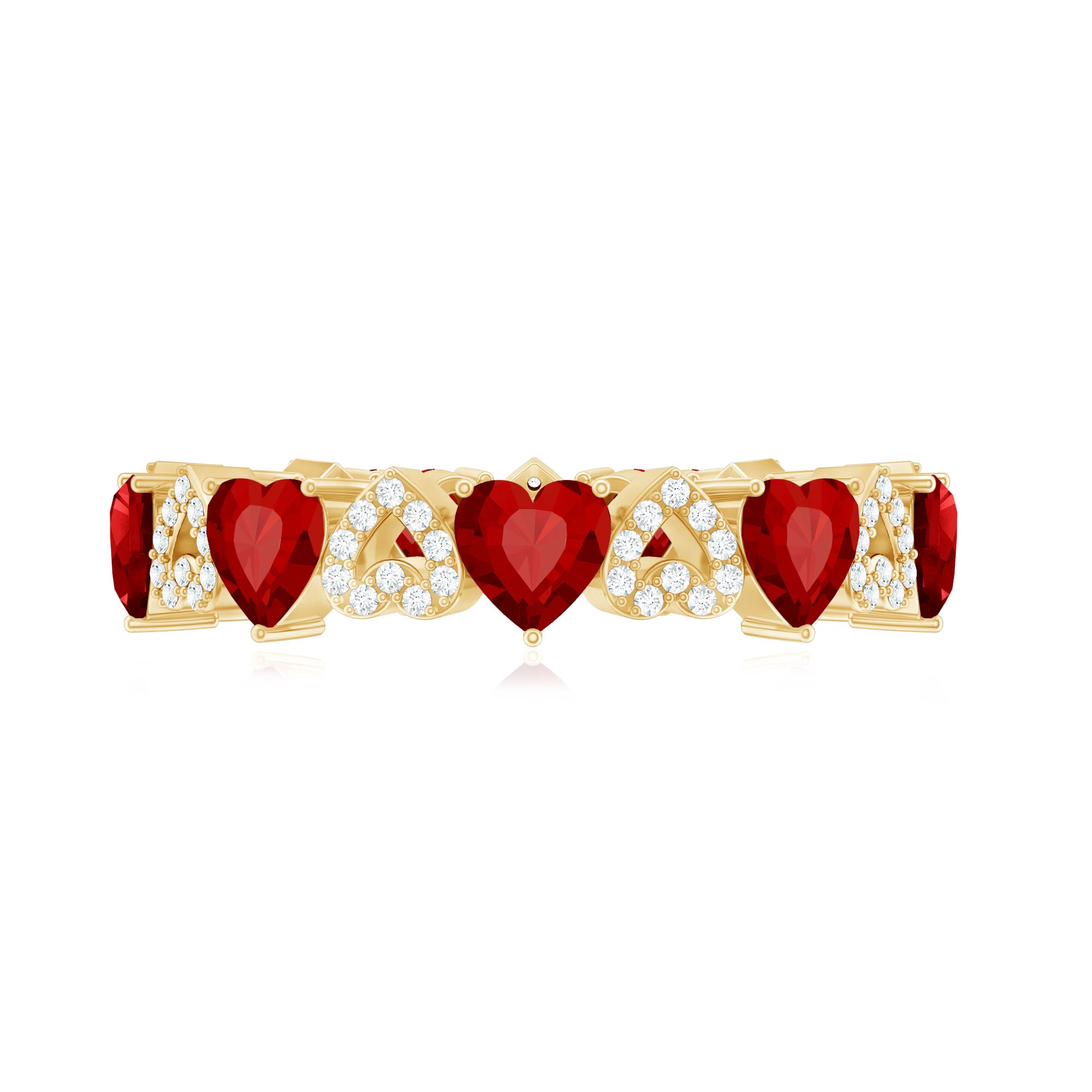 Rosec Jewels-Lab-Created Ruby and Diamond Heart Eternity Band Ring