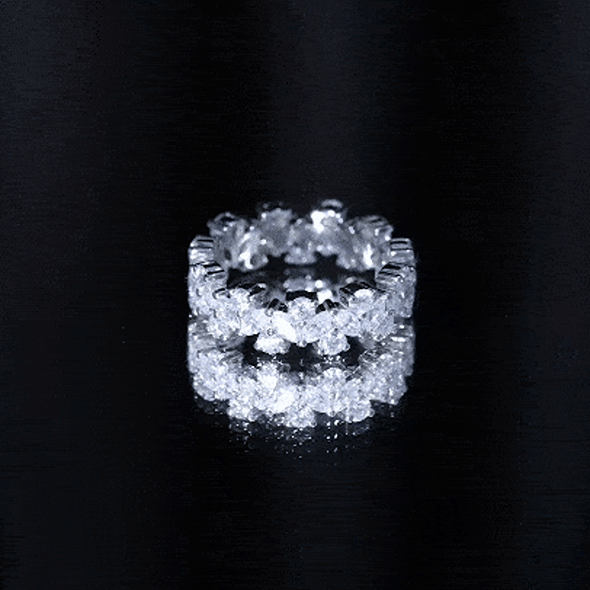 Marquise and Round Moissanite Cluster Eternity Band D-VS1 - Rosec Jewels