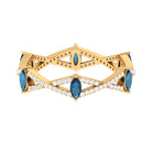 Marquise London Blue Topaz Crossover Eternity Band with Diamond AAA - Rosec Jewels