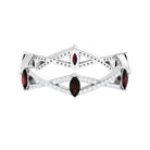 Rosec Jewels-Natural Marquise Garnet Diamond Eternity Ring with Crossover Shank