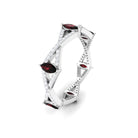 Rosec Jewels-Natural Marquise Garnet Diamond Eternity Ring with Crossover Shank
