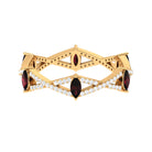 Rosec Jewels-Natural Marquise Garnet Diamond Eternity Ring with Crossover Shank