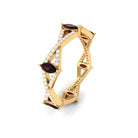 Rosec Jewels-Natural Marquise Garnet Diamond Eternity Ring with Crossover Shank