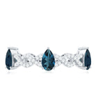 Rosec Jewels-Pear Shape London Blue Topaz Crossover Eternity Band with Diamond