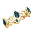 Rosec Jewels-Pear Shape London Blue Topaz Crossover Eternity Band with Diamond