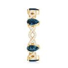 Rosec Jewels-Pear Shape London Blue Topaz Crossover Eternity Band with Diamond