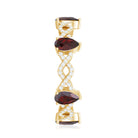 Rosec Jewels-Natural Pear Shape Garnet Diamond Eternity Ring with Crossover Shank