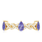 Rosec Jewels-Natural Pear Shape Tanzanite Diamond Eternity Ring with Crossover Shank