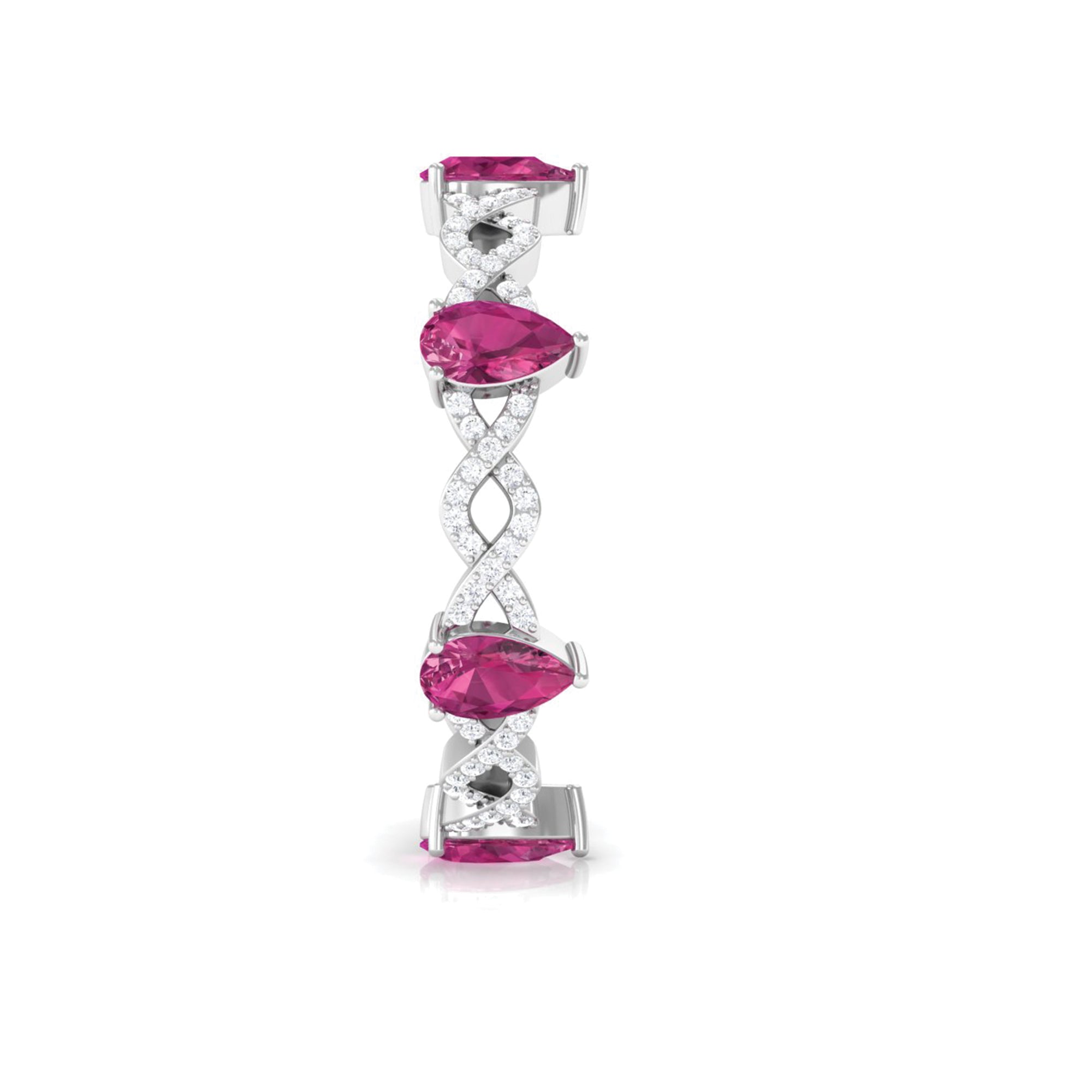 1.50 CT Natural Pink Tourmaline Crossover Eternity Ring with Diamond AAA - Rosec Jewels