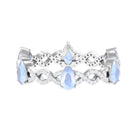 Rosec Jewels-Pear Cut Moonstone and Diamond Crossover Eternity Ring