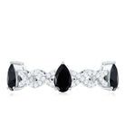 Natural Pear Shape Black Spinel Diamond Eternity Ring with Crossover Band AAA - Rosec Jewels
