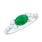 5X7mm Oval Cut Emerald Promise Ring with Diamond AAA - Rosec Jewels