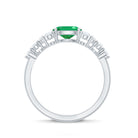 5X7mm Oval Cut Emerald Promise Ring with Diamond AAA - Rosec Jewels