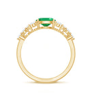 5X7mm Oval Cut Emerald Promise Ring with Diamond AAA - Rosec Jewels