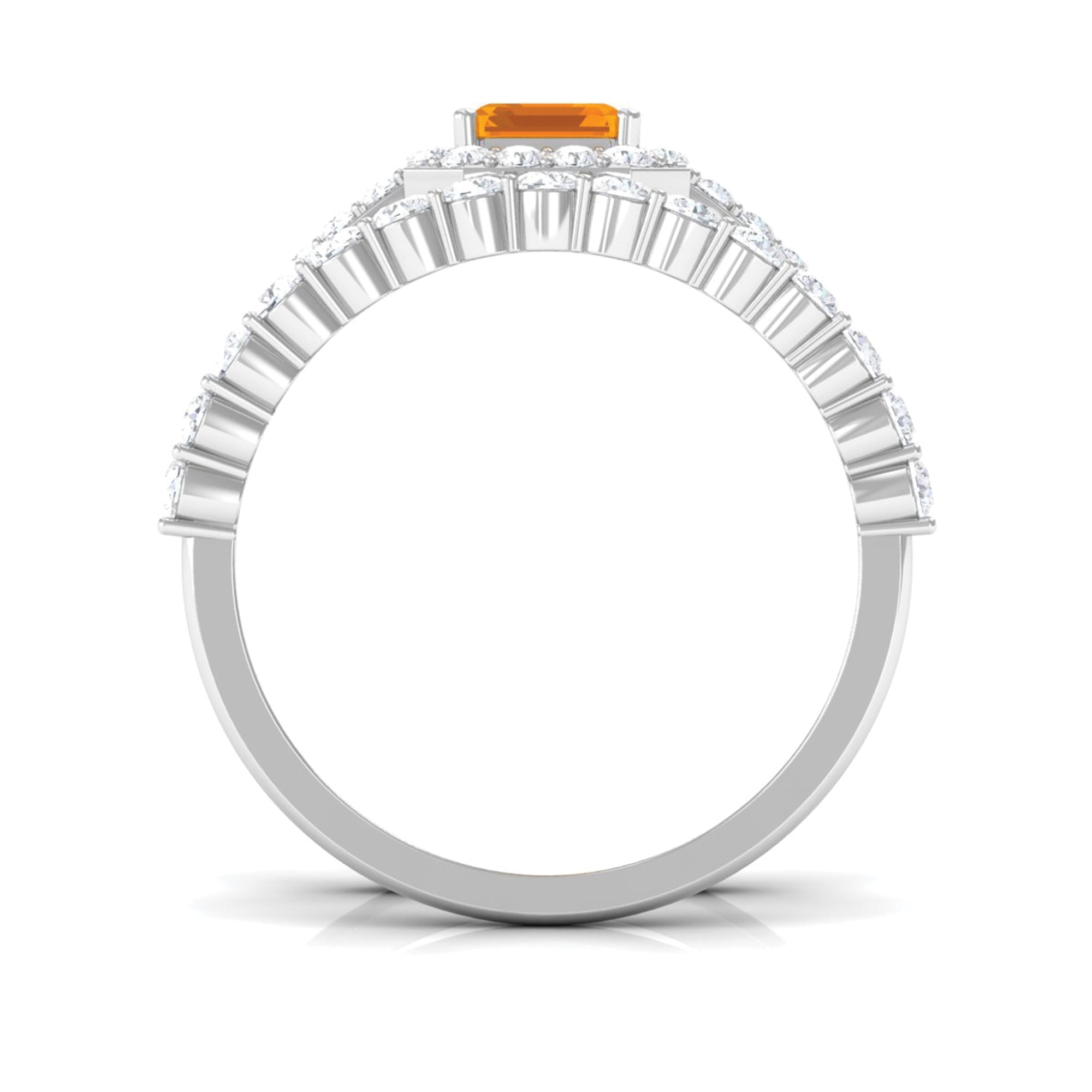 Real Fire Opal and Moissanite Stackable Ring Set AAA - Rosec Jewels