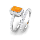 Real Fire Opal and Moissanite Stackable Ring Set AAA - Rosec Jewels