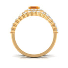 Real Fire Opal and Moissanite Stackable Ring Set AAA - Rosec Jewels