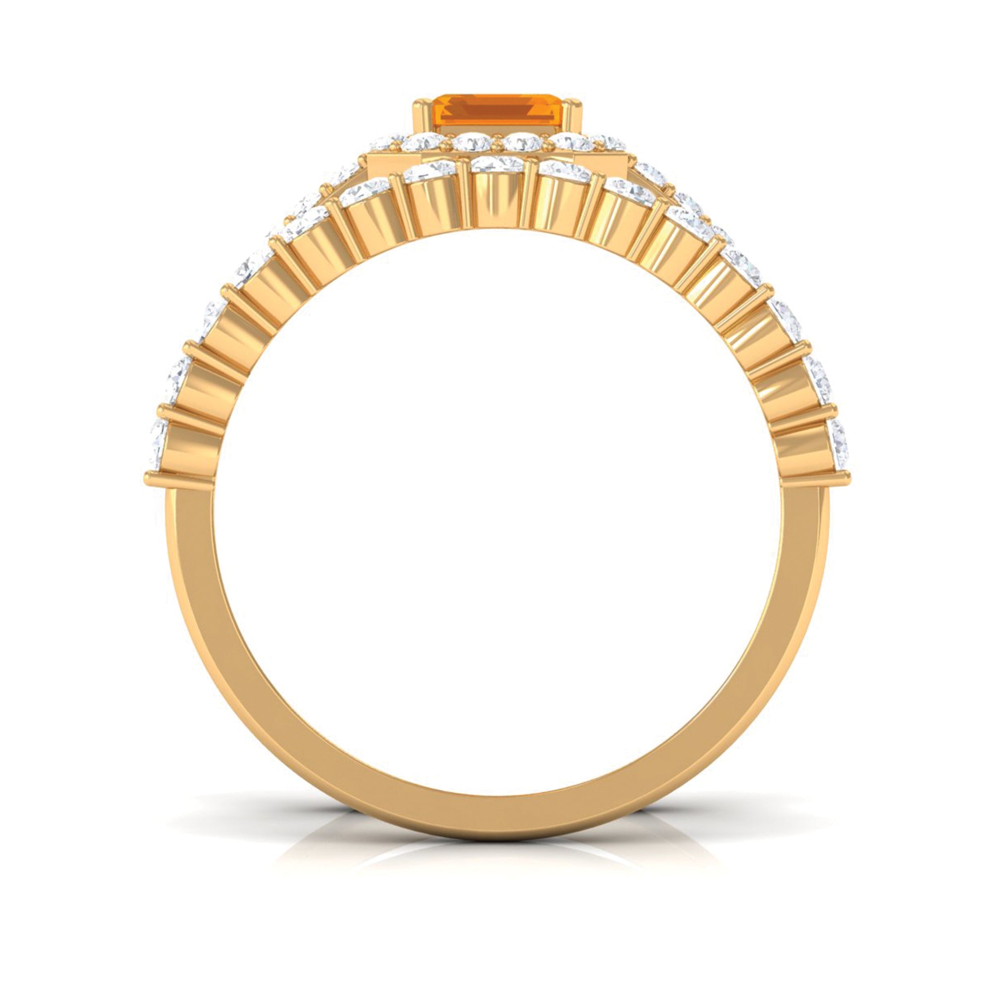 Real Fire Opal and Moissanite Stackable Ring Set AAA - Rosec Jewels