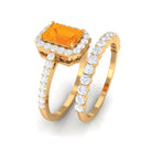 Real Fire Opal and Moissanite Stackable Ring Set AAA - Rosec Jewels