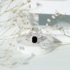 Rosec Jewels-Emerald Cut Black Onyx Wedding Ring Set with Moissanite