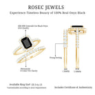 Rosec Jewels-Emerald Cut Black Onyx Wedding Ring Set with Moissanite