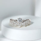Designer Moissanite Curved Engagement Ring for Women D-VS1 - Rosec Jewels