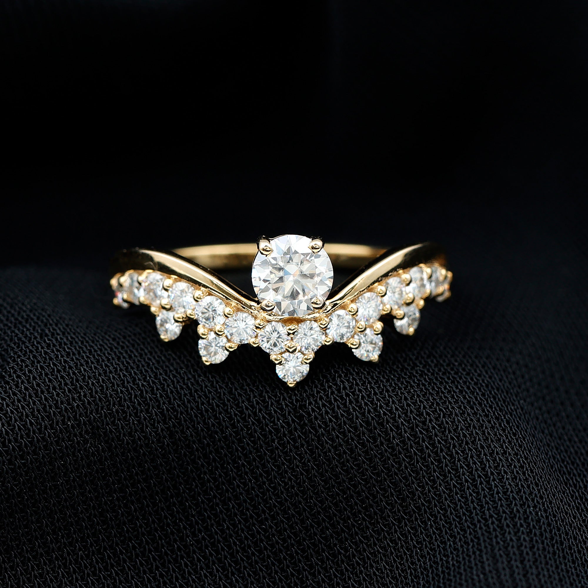Designer Moissanite Curved Engagement Ring for Women D-VS1 - Rosec Jewels
