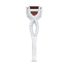 Certified Real Garnet Diamond Emerald Cut Engagement Ring in East West Style AAA - Rosec Jewels
