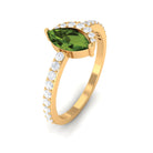 1.25 CT Minimal Marquise Cut Peridot Ring with Diamond Accent AAA - Rosec Jewels
