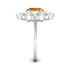 2.25 CT Oval Cut Citrine Cocktail Ring with Moissanite Stones AAA - Rosec Jewels