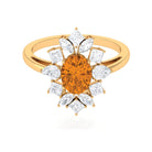 2.25 CT Oval Cut Citrine Cocktail Ring with Moissanite Stones AAA - Rosec Jewels