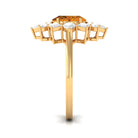 2.25 CT Oval Cut Citrine Cocktail Ring with Moissanite Stones AAA - Rosec Jewels