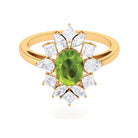 2.25 CT Natural Peridot Cocktail Ring with Moissanite Stones AAA - Rosec Jewels