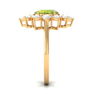 2.25 CT Natural Peridot Cocktail Ring with Moissanite Stones AAA - Rosec Jewels
