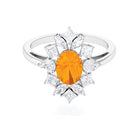 2.25 CT Oval Fire Opal Cocktail Engagement Ring with Moissanite AAA - Rosec Jewels