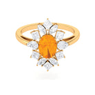 2.25 CT Oval Fire Opal Cocktail Engagement Ring with Moissanite AAA - Rosec Jewels