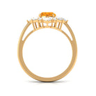 2.25 CT Oval Fire Opal Cocktail Engagement Ring with Moissanite AAA - Rosec Jewels