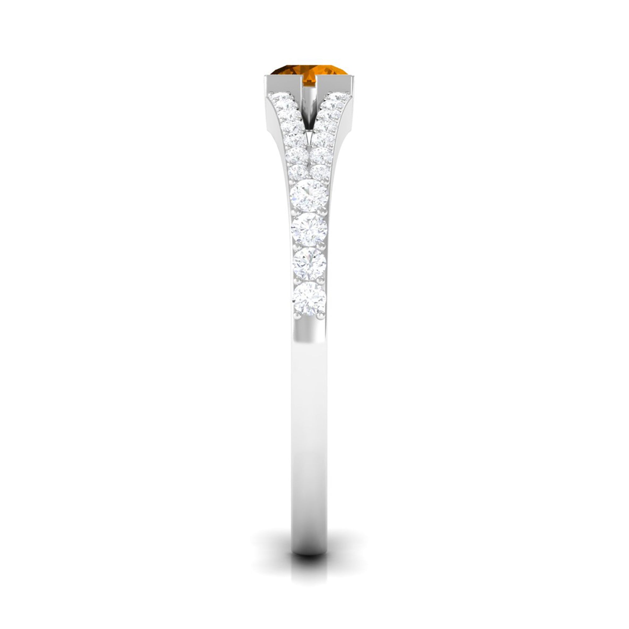 0.50 CT Split Shank Citrine Promise Ring with Diamond Accent AAA - Rosec Jewels