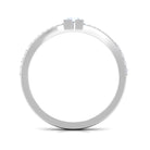 3/4 CT Minimal Moonstone and Diamond Split Shank Promise Ring AAA - Rosec Jewels