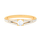 3/4 CT Minimal Moonstone and Diamond Split Shank Promise Ring AAA - Rosec Jewels