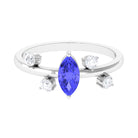 1 CT Marquise Tanzanite Minimal Solitaire Ring with Scatter Diamond AAA - Rosec Jewels