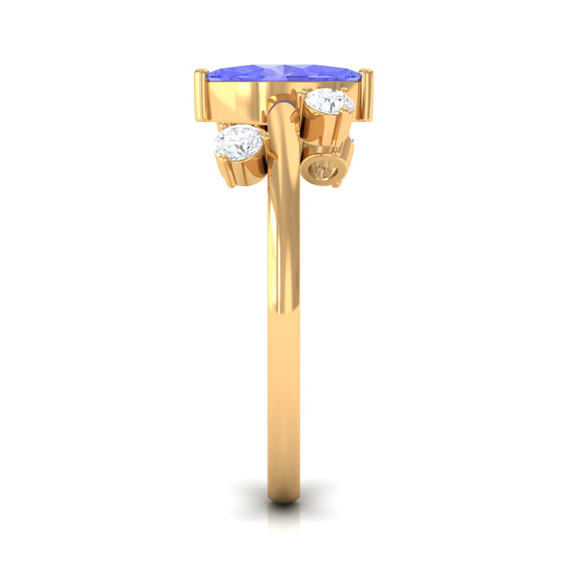 1 CT Marquise Tanzanite Minimal Solitaire Ring with Scatter Diamond AAA - Rosec Jewels
