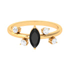 Marquise Cut Solitaire Black Spinel Ring with Scatter Diamond AAA - Rosec Jewels
