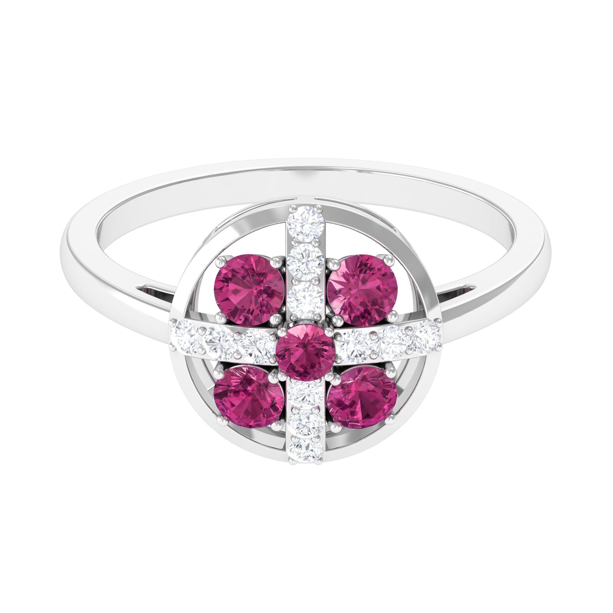 Real Pink Tourmaline Contemporary Ring with Diamond AAA - Rosec Jewels