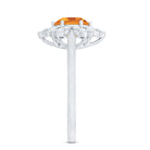 Natural Citrine Floral Engagement Ring with Diamond AAA - Rosec Jewels