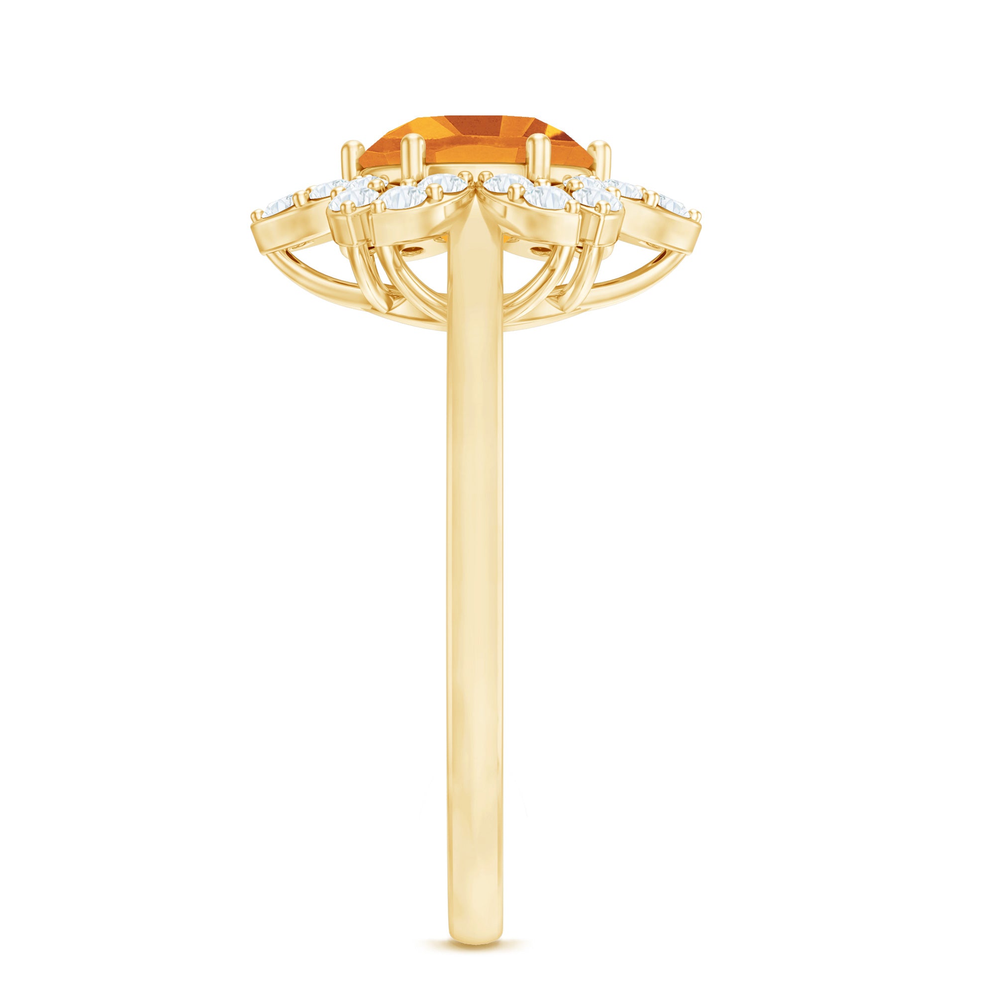 Natural Citrine Floral Engagement Ring with Diamond AAA - Rosec Jewels
