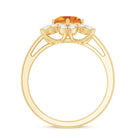 Natural Citrine Floral Engagement Ring with Diamond AAA - Rosec Jewels