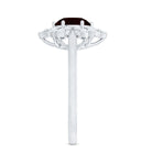 Certified Natural 8mm Garnet Flower Engagement Ring with Diamond AAA - Rosec Jewels